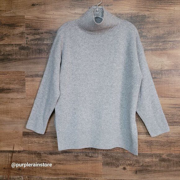 Vince Wool Cashmere Mock Neck Sweater XS Gray Quiet Luxury Preppy Super Soft - Picture 1 of 14